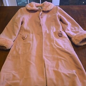 Pink Faux Fur Trimmed Girl's Coat and Hat